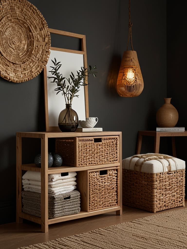 Wooden and Woven Storage Solutions